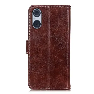 RETRO Peňaženkové puzdro Sony Xperia 5 V hnedé