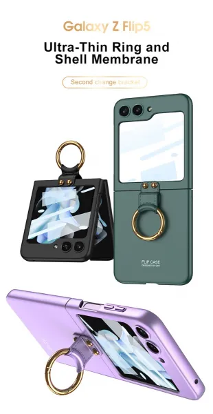 GKK CIRCLE Ochranný obal s držiakom Samsung Galaxy Z Flip5 5G strieborný