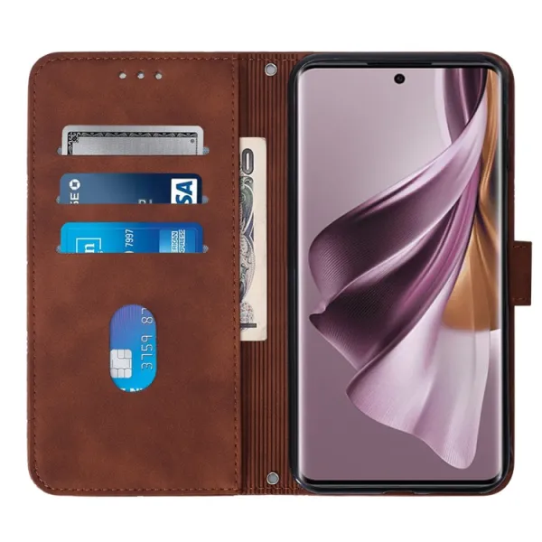 TRIANGLE Peňaženkové puzdro s remienkom Oppo Reno10 5G / Reno10 Pro 5G hnedé