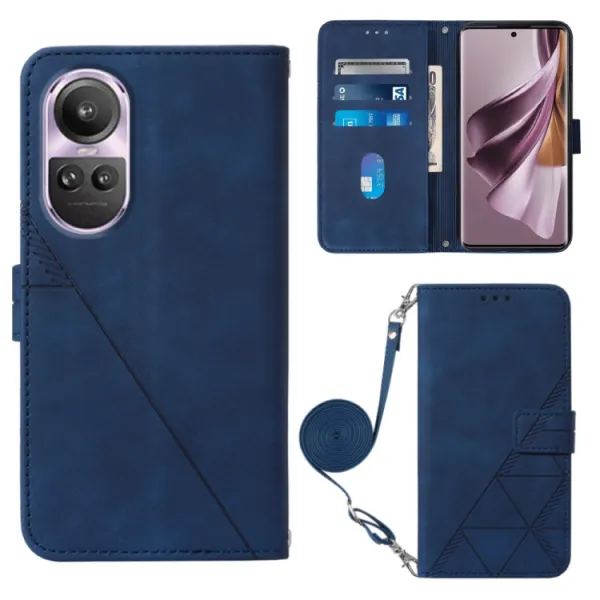 TRIANGLE Peňaženkové puzdro s remienkom Oppo Reno10 5G / Reno10 Pro 5G modré