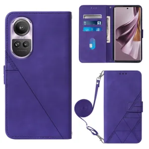 TRIANGLE Peňaženkové puzdro s remienkom Oppo Reno10 5G / Reno10 Pro 5G fialové