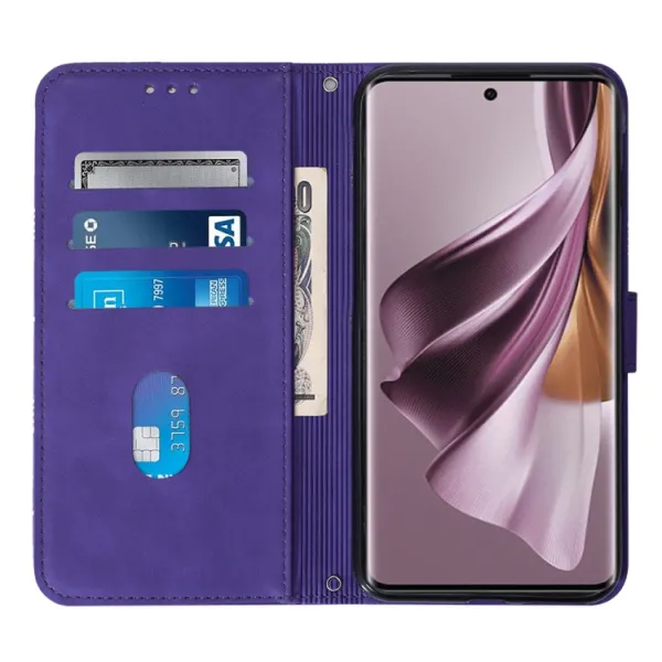 TRIANGLE Peňaženkové puzdro s remienkom Oppo Reno10 5G / Reno10 Pro 5G fialové