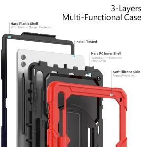 SOLID 360 Obal pre Samsung Galaxy Tab S9 Ultra / Tab S10 Ultra červený