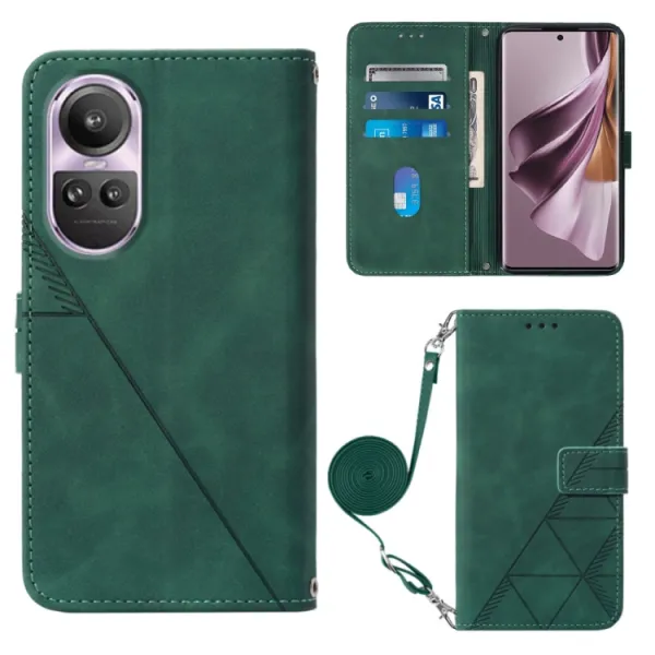 TRIANGLE Peňaženkové puzdro s remienkom Oppo Reno10 5G / Reno10 Pro 5G zelené
