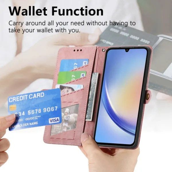 GEOM Peňaženkové puzdro pre Samsung Galaxy A25 5G ružové