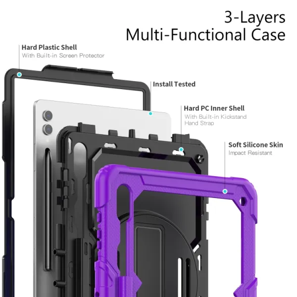 SOLID 360 Obal pre Samsung Galaxy Tab S9 Ultra / Tab S10 Ultra fialový