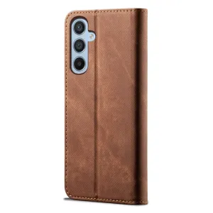 DENIM Peňaženkový kryt pre Samsung Galaxy A25 5G hnedý