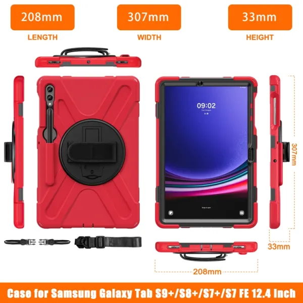 SOLID Odolný kryt pre Samsung Galaxy Tab S9+ / S10+ červený