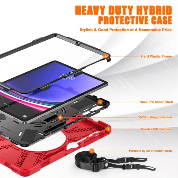 SOLID Odolný kryt pre Samsung Galaxy Tab S9+ / S10+ červený
