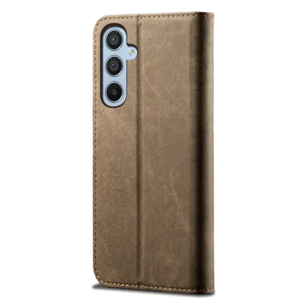 DENIM Peňaženkový kryt pre Samsung Galaxy A35 5G šedohnedý
