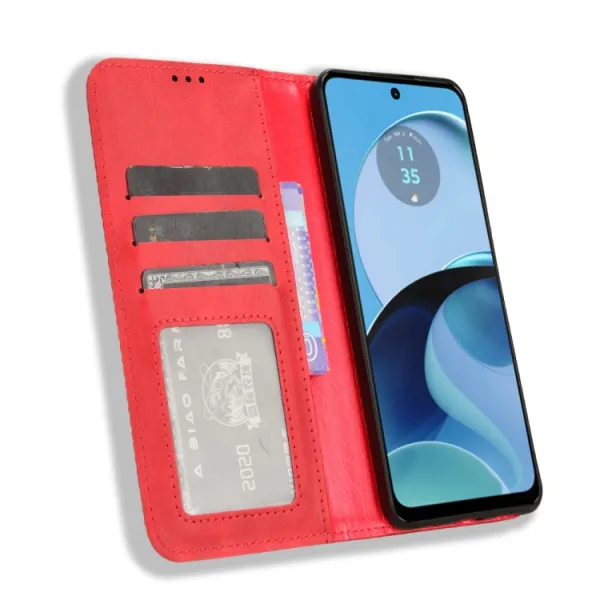 BUSINESS Peňaženkový kryt pre Motorola Moto G14 červený