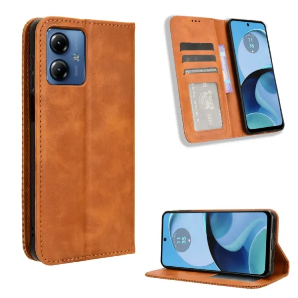 BUSINESS Peňaženkový kryt pre Motorola Moto G14 hnedý