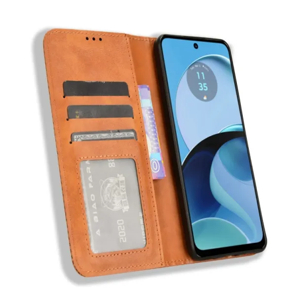 BUSINESS Peňaženkový kryt pre Motorola Moto G14 hnedý