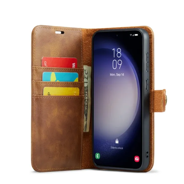 DG.MING Peňaženkový obal 2v1 Samsung Galaxy S23 FE 5G hnedý