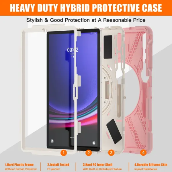 SOLID Odolný kryt pre Samsung Galaxy Tab S9+ / S10+ svetloružový