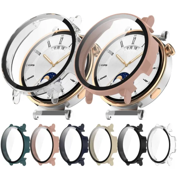 PC FULL COVER Plastový kryt so sklom pre Huawei Watch GT 4 41mm modrý