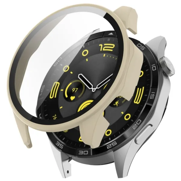 PC FULL COVER Plastový kryt so sklom pre Huawei Watch GT 4 46mm béžový