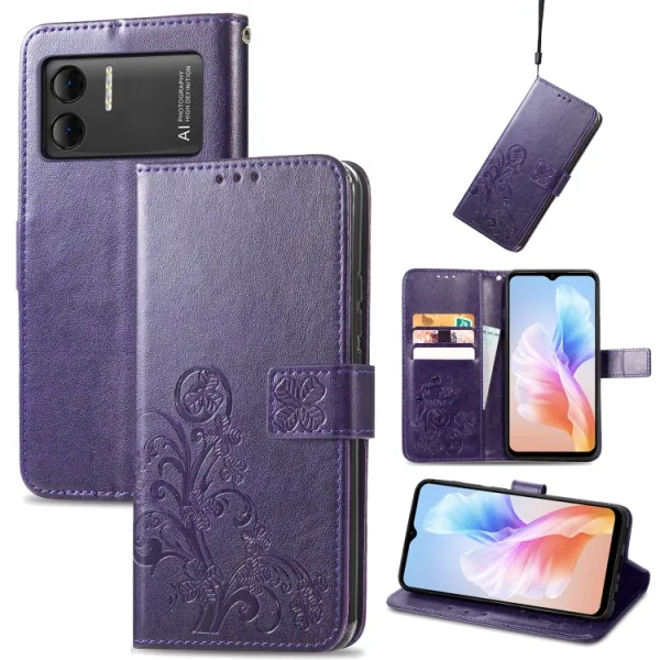 ART FLOWERS Peňaženkový kryt Doogee X98 / X98 Pro fialový