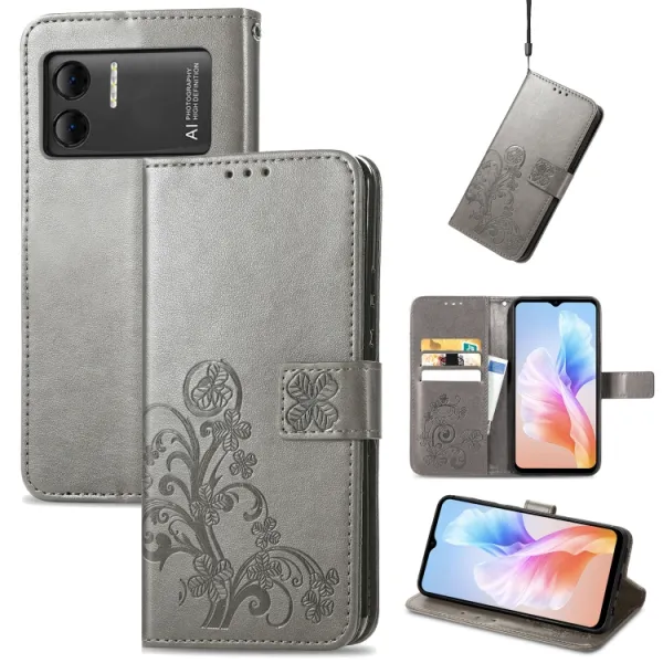 ART FLOWERS Peňaženkový kryt Doogee X98 / X98 Pro šedý