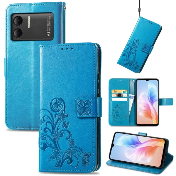 ART FLOWERS Peňaženkový kryt Doogee X98 / X98 Pro modrý