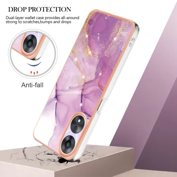 IMD MARBLE Ochranný kryt pre Oppo A58 PURPLE