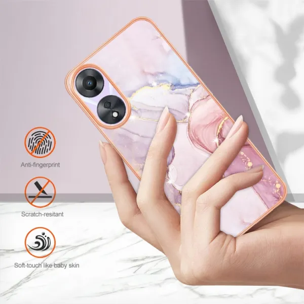 IMD MARBLE Ochranný kryt pre Oppo A58 ROSE GOLD