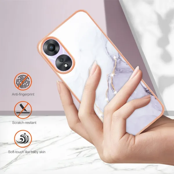 IMD MARBLE Ochranný kryt pre Oppo A58 WHITE
