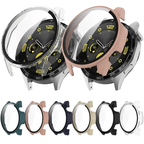 PC FULL COVER Plastový kryt so sklom pre Huawei Watch GT 4 46mm modrý
