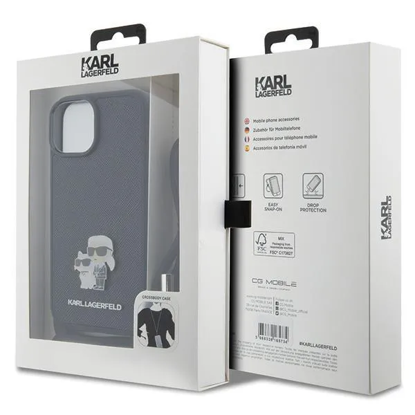 KARL LAGERFELD CROSSBODY Ochranný kryt so šnúrkou pre Apple iPhone 15
