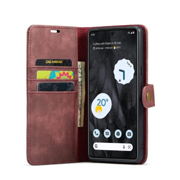 DG.MING Peňaženkový obal 2v1 Google Pixel 8 Pro červený