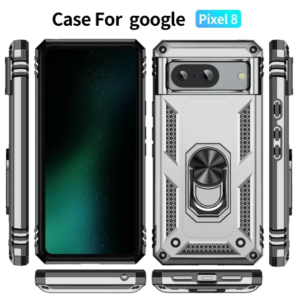 RING Obal s držiakom pre Google Pixel 8 strieborný