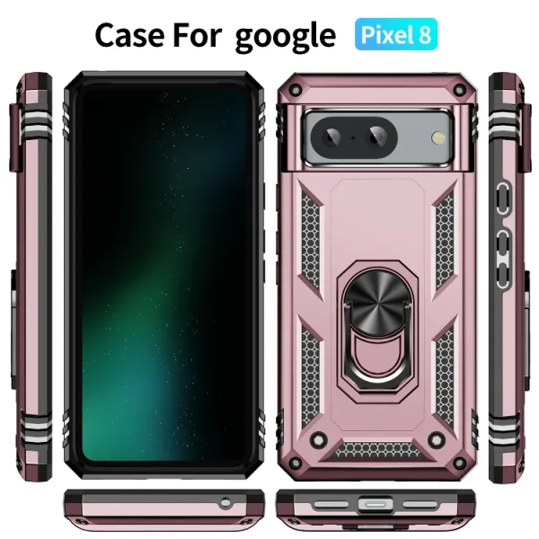 RING Obal s držiakom pre Google Pixel 8 ružový