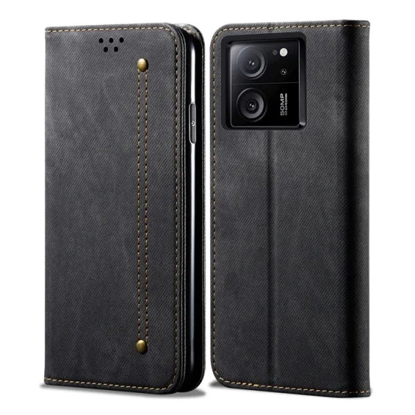 DENIM Peňaženkový kryt pre Xiaomi 13T / 13T Pro čierny