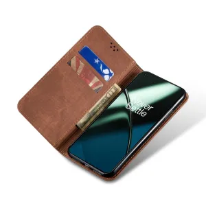 DENIM Peňaženkový kryt pre Samsung Galaxy A25 5G hnedý