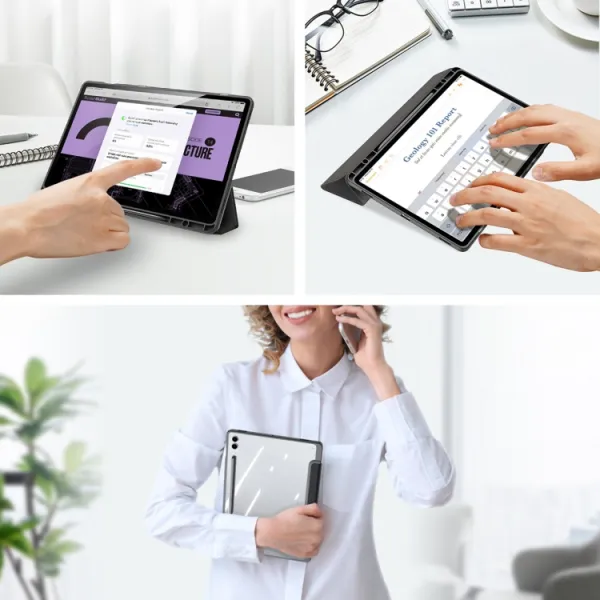 DUX TOBY Flipové puzdro pre Samsung Galaxy Tab S9 FE+ čierne