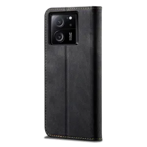 DENIM Peňaženkový kryt pre Xiaomi 13T / 13T Pro čierny