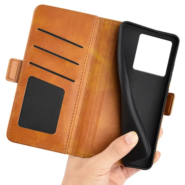 SIDE Peňaženkové puzdro pre Xiaomi 13T / 13T Pro svetlohnedé