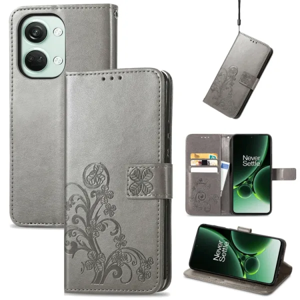 ART FLOWERS Peňaženkový obal pre OnePlus Nord 3 5G šedý