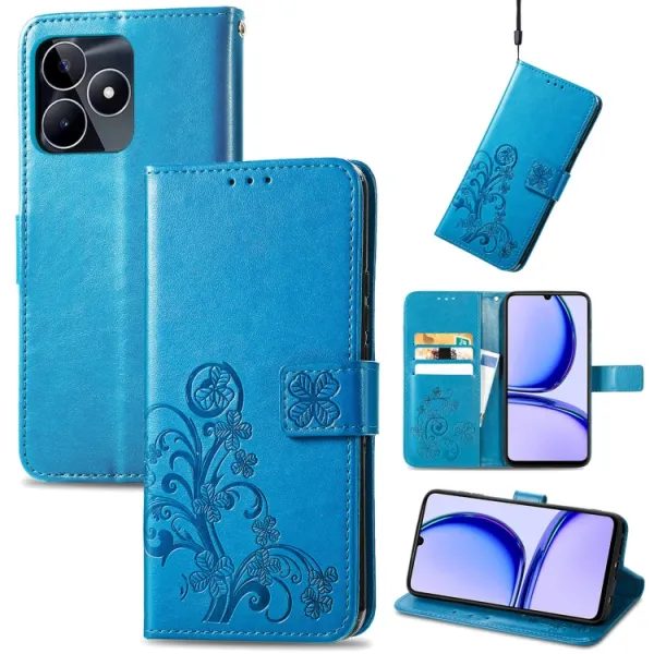 ART FLOWERS Peňaženkový obal pre Realme C53 modrý