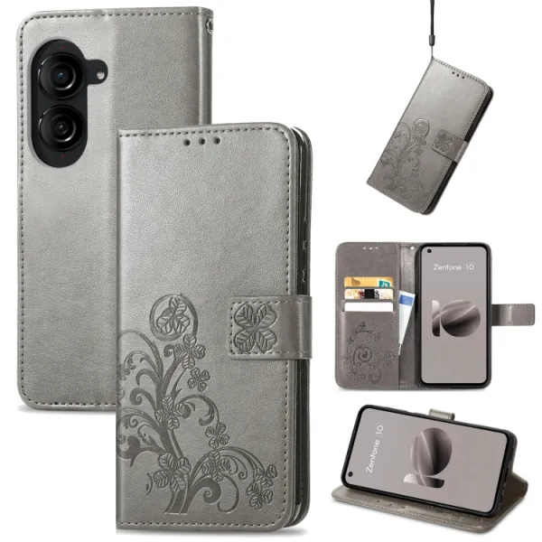 ART FLOWERS Peňaženkový kryt Asus Zenfone 10 šedý