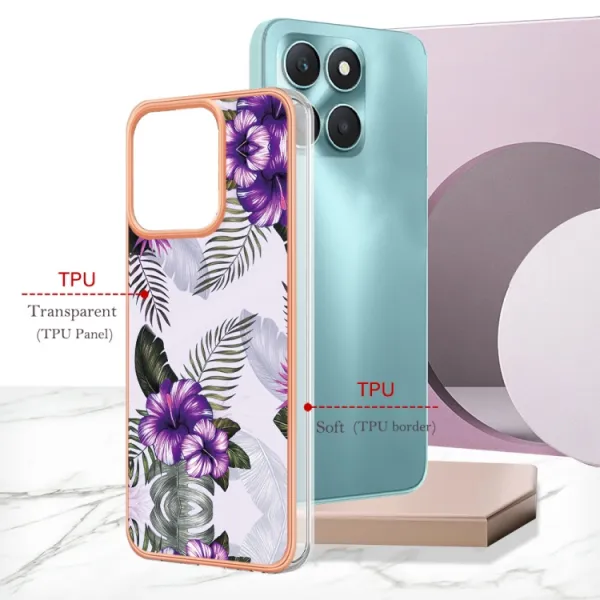 IMD MARBLE Ochranný kryt Honor X6a PURPLE FLOWER