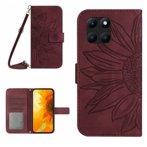 ART SUNFLOWER Peňaženkový obal pre Honor X6a bordový