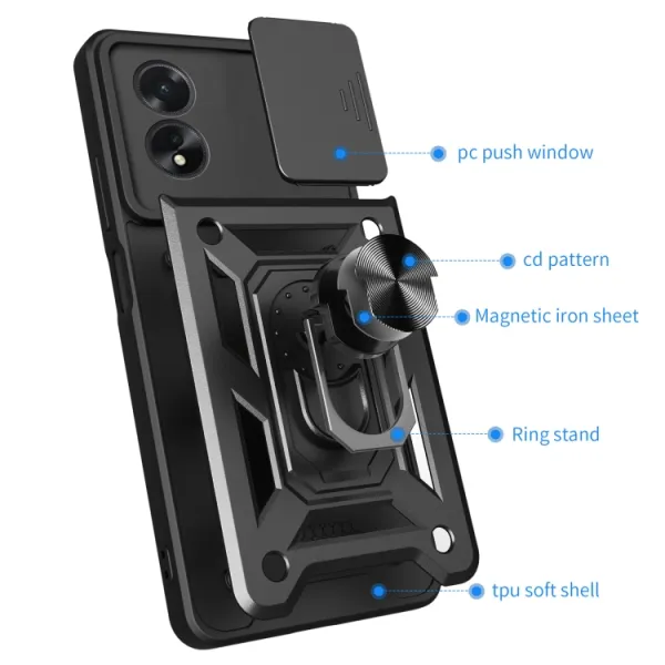 RING CAMERA Kryt s držiakom pre Oppo A38 modrý