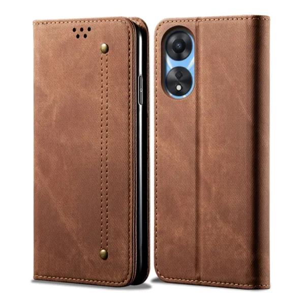 DENIM Peňaženkový kryt pre Oppo A38 hnedý