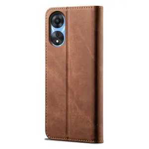 DENIM Peňaženkový kryt pre Oppo A38 hnedý