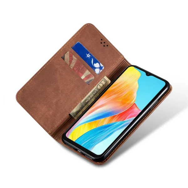 DENIM Peňaženkový kryt pre Oppo A38 hnedý