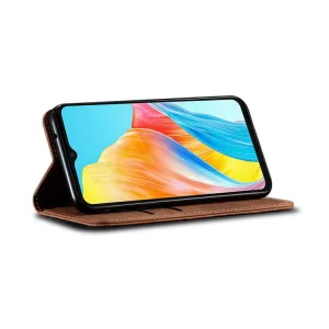 DENIM Peňaženkový kryt pre Oppo A38 hnedý