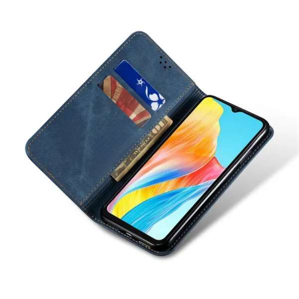 DENIM Peňaženkový kryt pre Oppo A78 modrý
