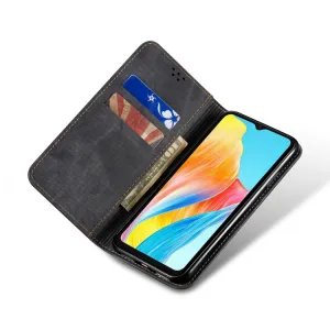DENIM Peňaženkový kryt pre Oppo A38 čierny