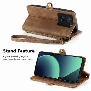 GEOM Peňaženkové puzdro pre Xiaomi 13T / 13T Pro hnedé
